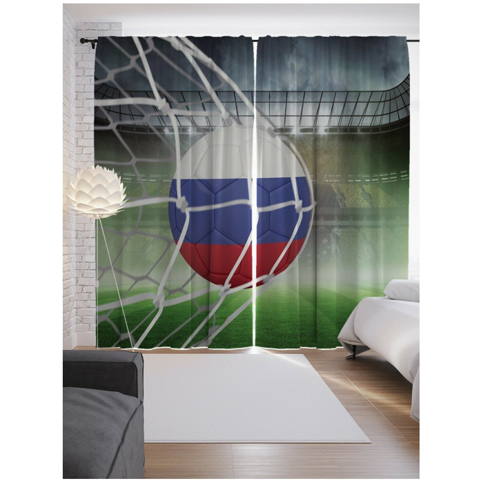

JoyArty Шторы с фотопечатью Эффектный гол из сатена 290х265 см, Шторы с фотопечатью Эффектный гол из сатена 290х265 см