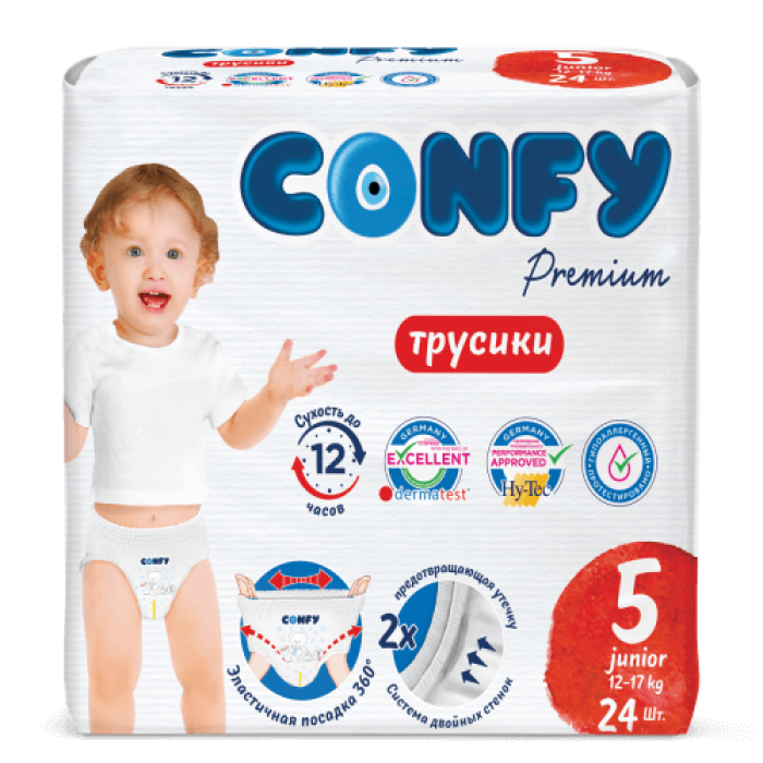  Confy Трусики-подгузники детские Premium Junior р.5 (12-17 кг) 24 шт.