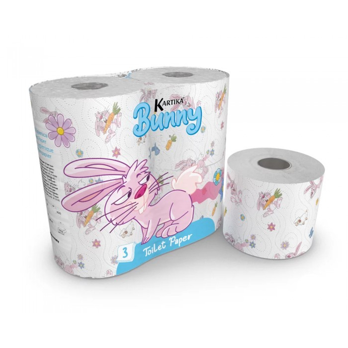  World Cart Туалетная бумага с рисунком Кролик 3-х слойная 4 шт.