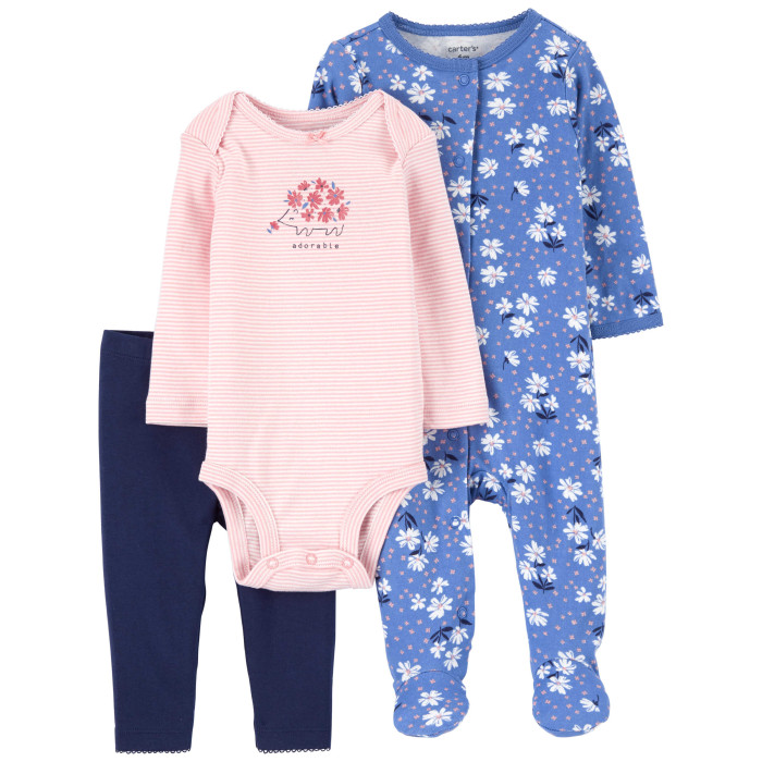 Комплекты детской одежды Carter's Комплект для девочки (полукомбинезон, комбинезон, брюки)