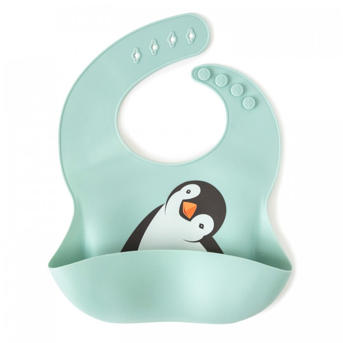 фото Нагрудник baby nice (отк) силиконовый с кармашком пингвиненок