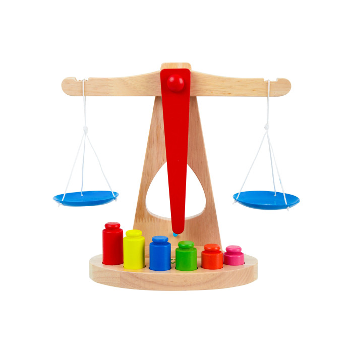 Деревянная игрушка Кузя Тут Игровой набор Весы с гирьками и чашами