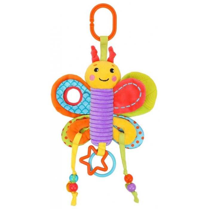 Подвесные игрушки Жирафики функциональная с мягким прорезывателем шуршалкой Бабочка жирафики игрушка развивающая 939517 пищалка с силиконовым прорезывателем мишка жирафики