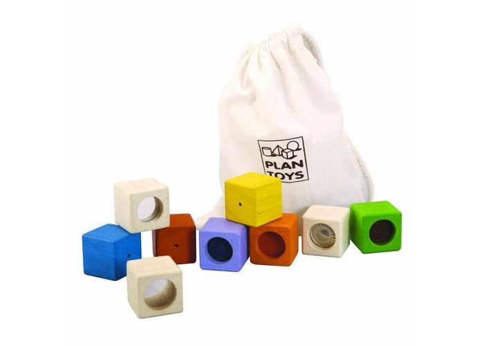 деревянные игрушки wonderworld радужные блоки со звуком в контейнере Деревянные игрушки Plan Toys Конструктор Активные блоки