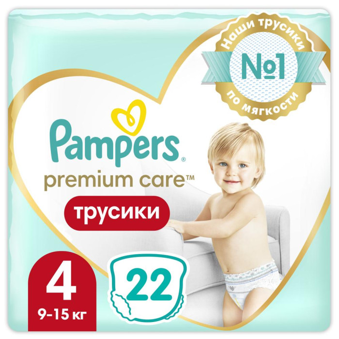  Pampers Подгузники-трусики Premium Care для малышей р.4 (9-15 кг) 22 шт.