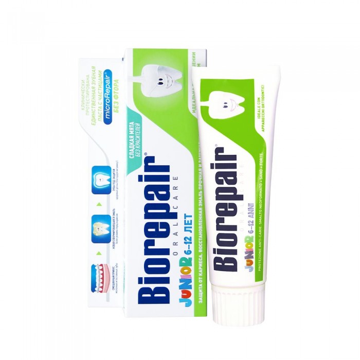  BioRepair Детская зубная паста Junior Mint со вкусом сладкой мяты 75 мл от 7 до 14 лет