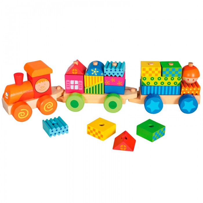 Деревянные игрушки Mertens Паровозик с домиками деревянные игрушки mertens кубики маленький крот