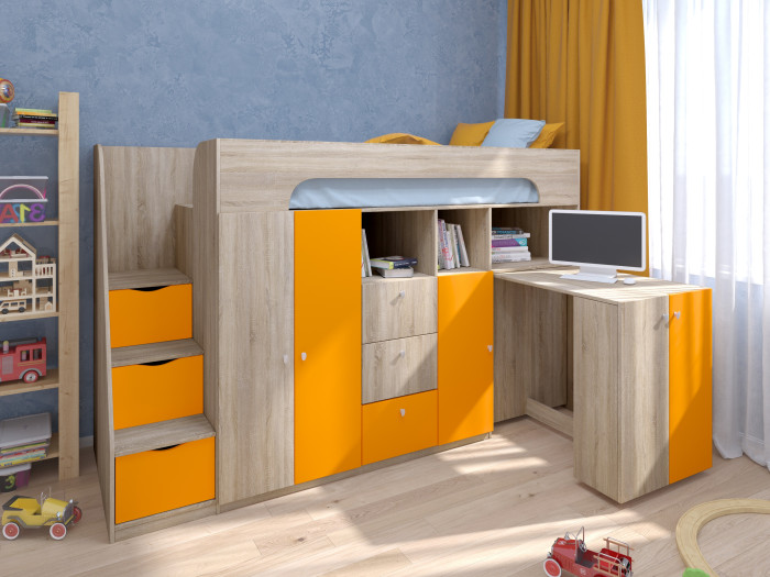 Кровати для подростков РВ-Мебель чердак Астра 11 (сонома)