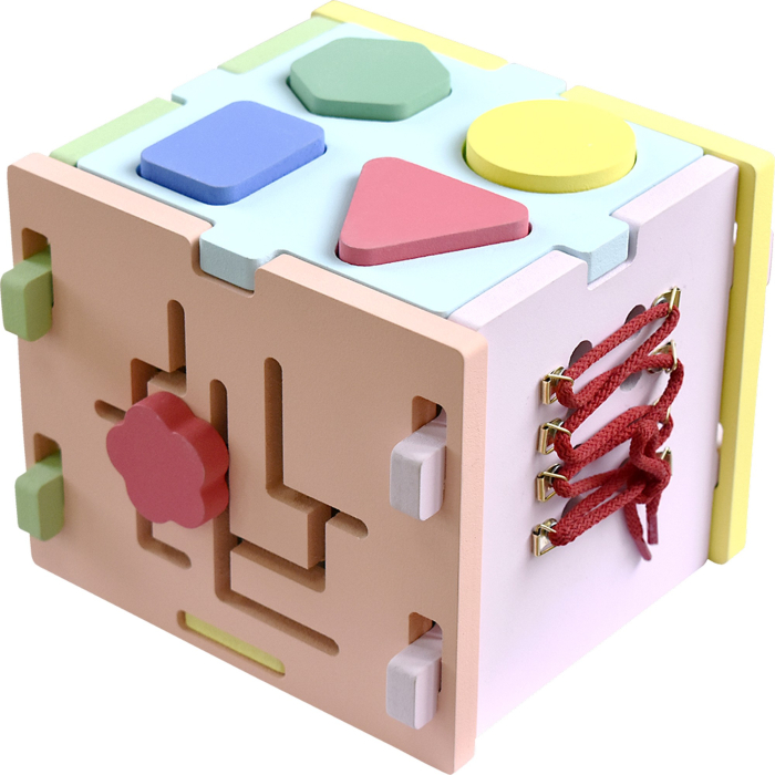 Деревянная игрушка Heleos Бизиборд увлекательный куб