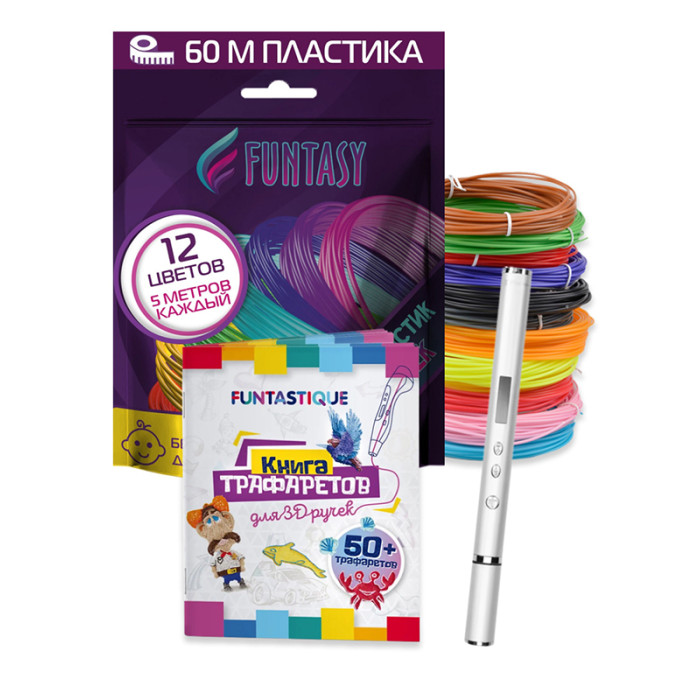 фото Funtasy набор 3d-ручка trinity+abs-пластик 12 цветов + книжка с трафаретами