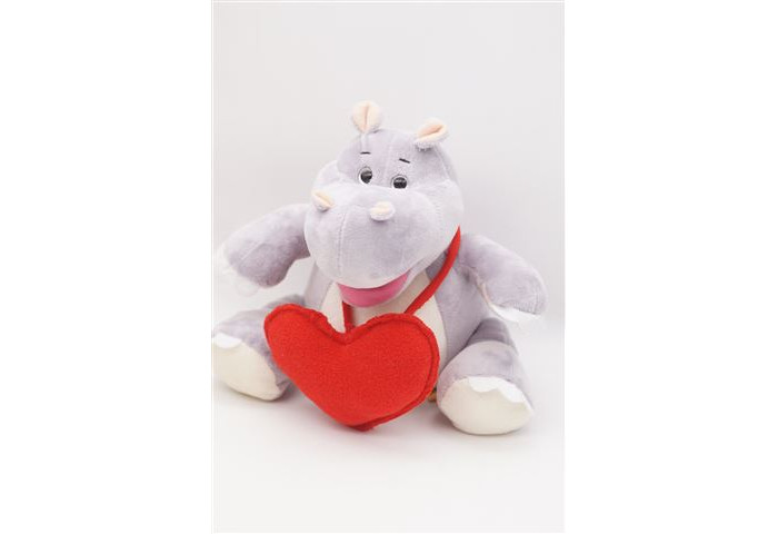 фото Мягкая игрушка unaky soft toy бегемот кромби с красным сердцем 22 см