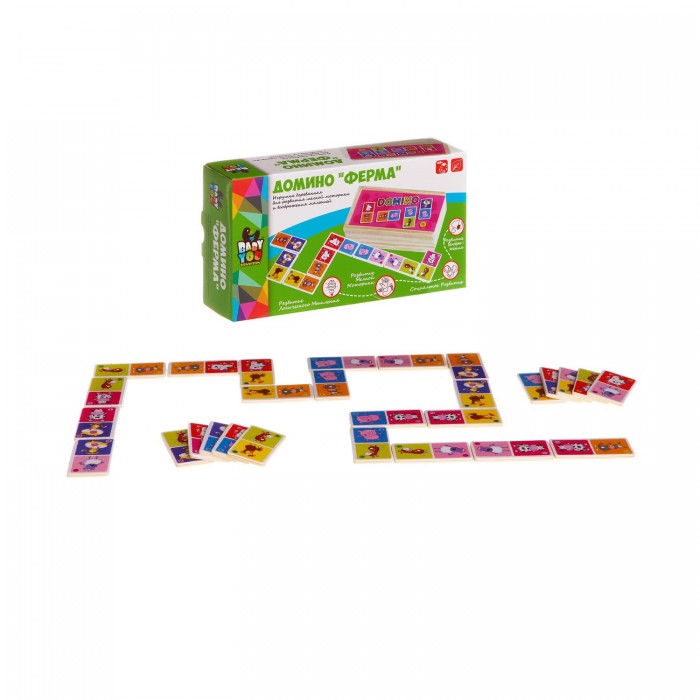 Деревянные игрушки Bondibon Домино Ферма ВВ1102 деревянная развивающая игра пелси домино детское для девочек арт и698