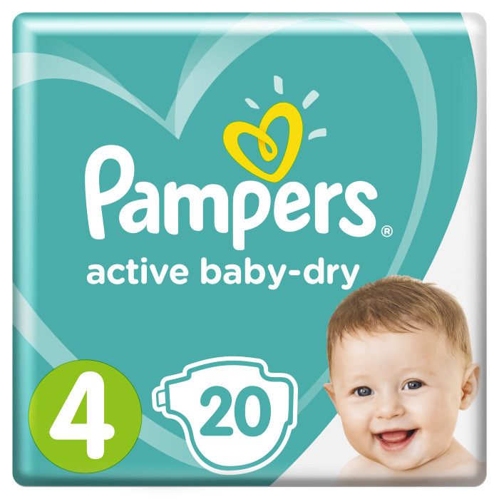  Pampers Подгузники Active Baby-Dry для малышей р.4 (9-14 кг) 20 шт.