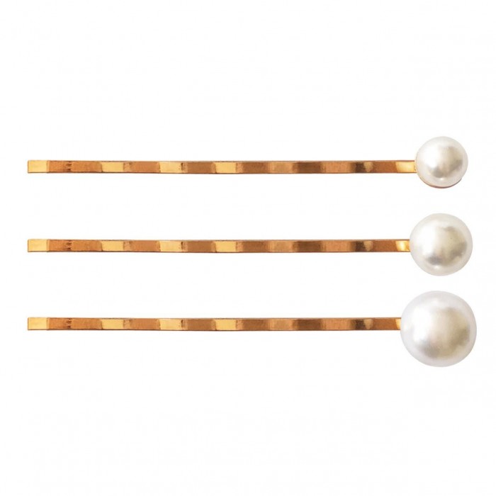 Milledeux Набор из трёх невидимок с жемчугом Pearl milledeux набор из двух невидимок с жемчугом разного размера pearl