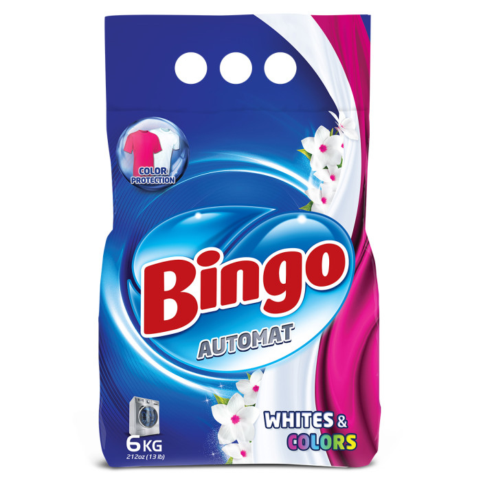 Бытовая химия Bingo Стиральный порошок автомат Whites & Colors 6 кг бытовая химия bingo чистящий порошок ov с ароматом лимона 500 г 10 шт
