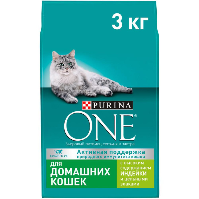 Purina ONE Сухой корм для взрослых кошек Индейка и цельные злаки 3 кг