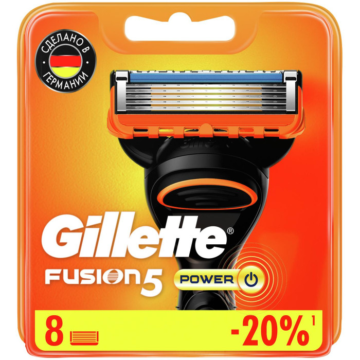 Gillette Сменные кассеты с точным триммером Fusion 5 Power 8 шт. 81647521 - фото 1