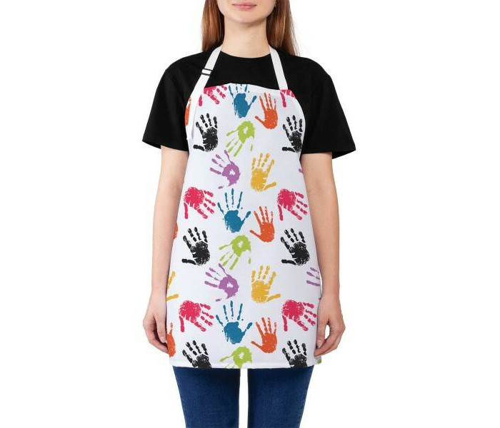 JoyArty Фартук кухонный Цветные отпечатки рук универсальный размер для женщин и мужчин  65x65 см