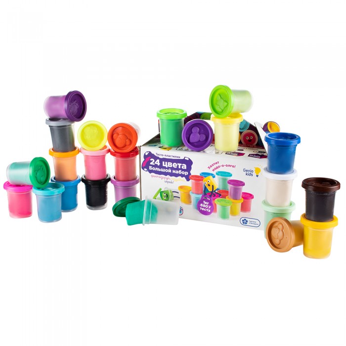Пластилин Genio Kids Набор для детской лепки Тесто-пластилин 24 баночки