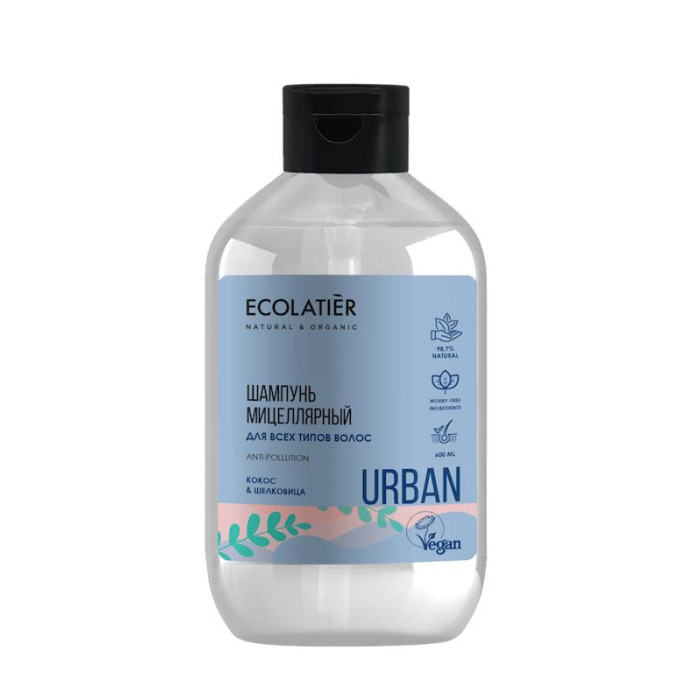 

Ecolatier Мицеллярный шампунь для всех типов волос кокос и шелковица 600 м, Мицеллярный шампунь для всех типов волос кокос и шелковица 600 м