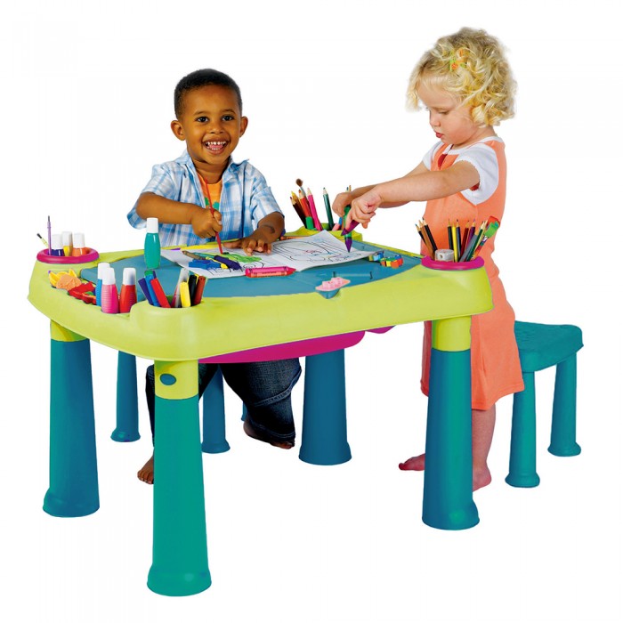 Keter Стол Creative для детского творчества и игры с водой и песком + 2 табуретки