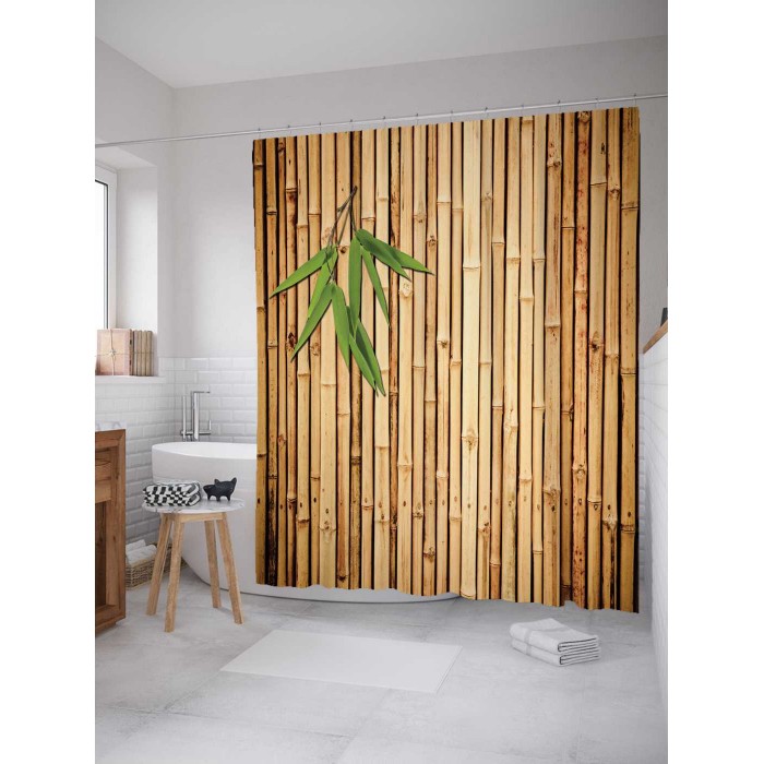 JoyArty Штора для ванной Листья бамбука 180х200 см joyarty штора для ванной тропические листья 180х200 см