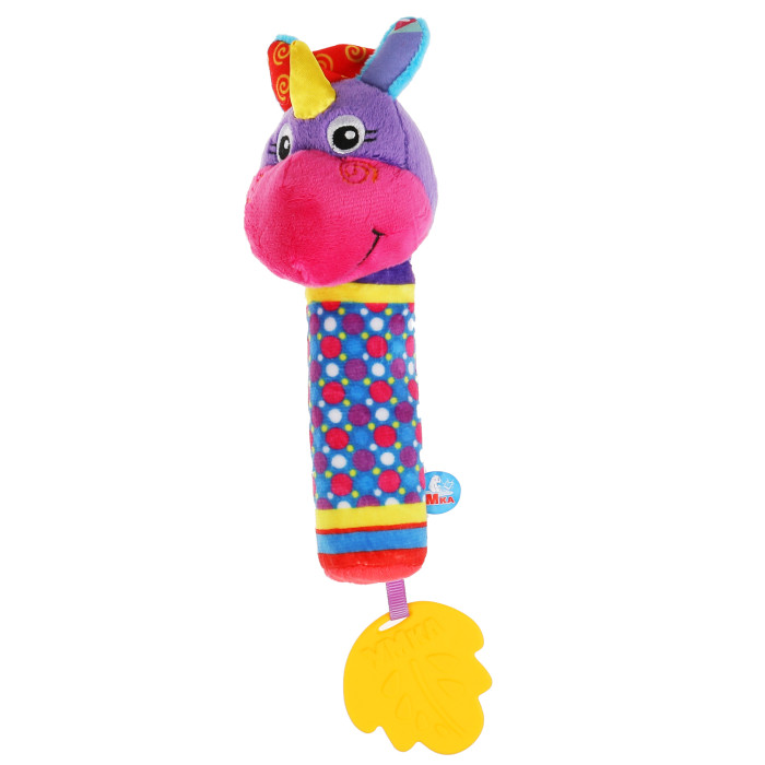 Погремушка Умка Текстильная игрушка пищалка с прорезывателем Единорог развивающая игрушка жирафики пищалка с силиконовым прорезывателем единорог