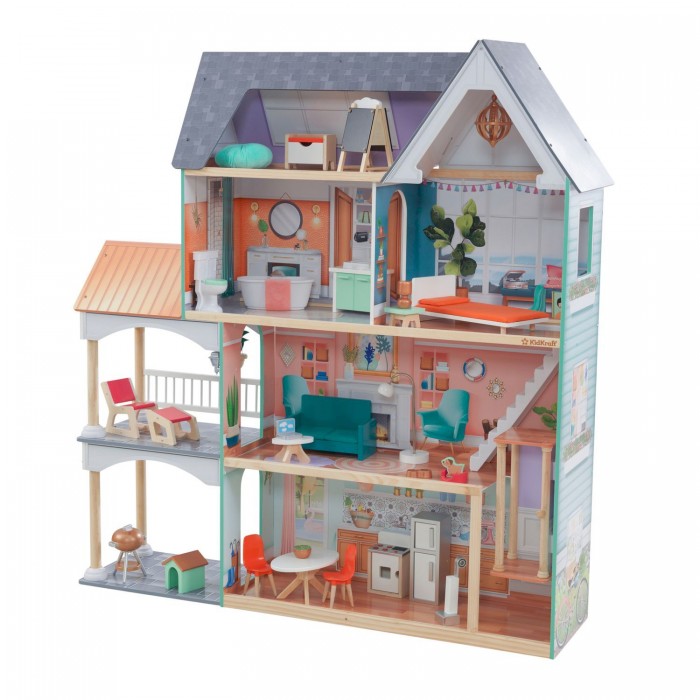 фото Kidkraft кукольный дом далия с мебелью (30 элементов)