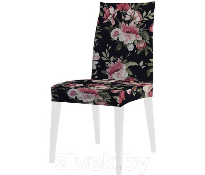 JoyArty Декоративный чехол на стул Большие розовые цветы со спинкой велюровый