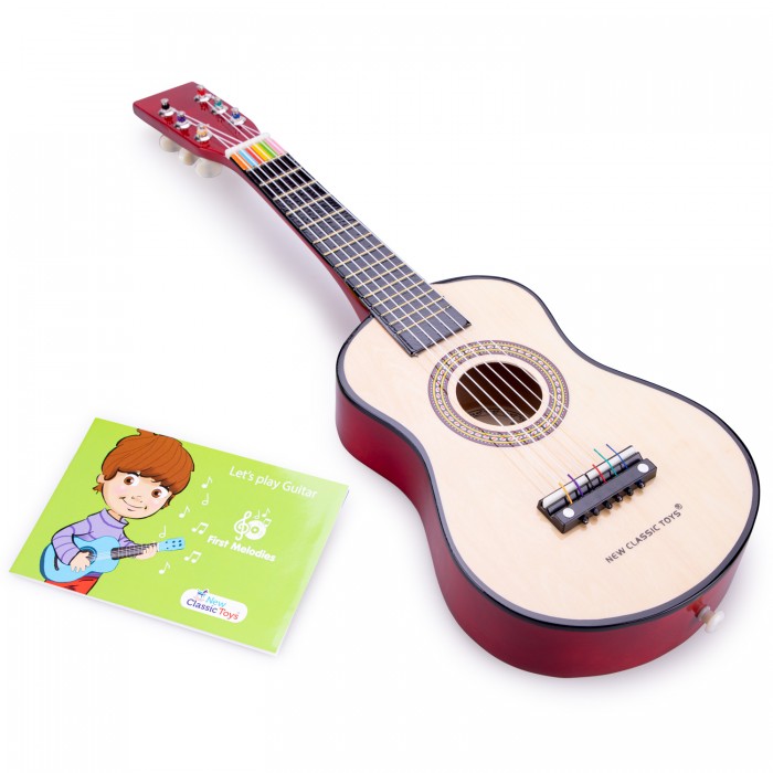 Деревянные игрушки New Cassic Toys Гитара мини 60 см образовательный музыкальный инструмент игрушка для детей подарок для детей случайным образом
