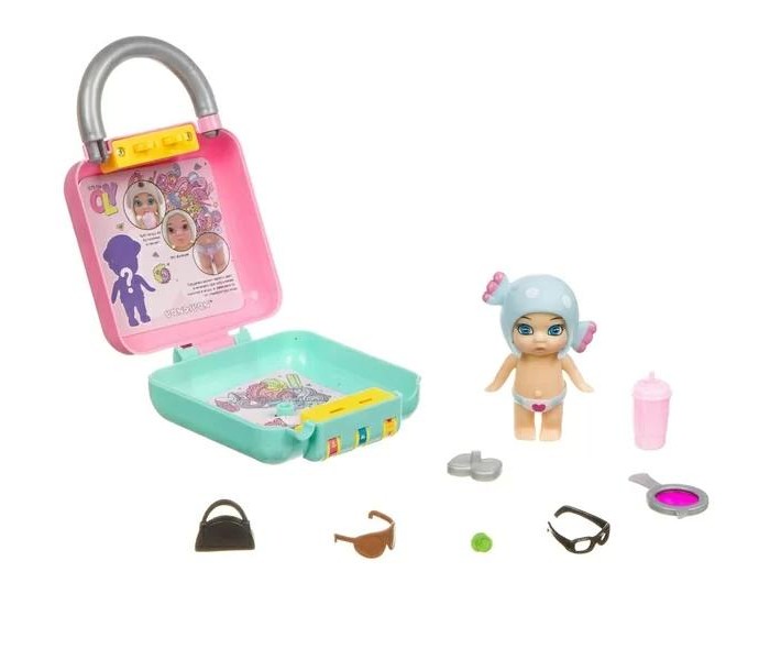 цена Куклы и одежда для кукол Bondibon Игровой набор OLY Кукла в чемоданчике на кодовом замке во фруктово-конфетной шапочке ВВ386