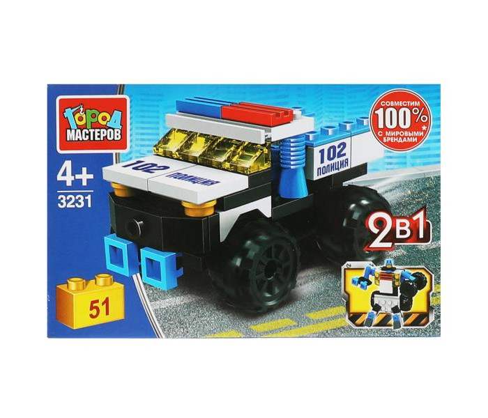 

Конструктор Город мастеров Полицейский пикап (51 деталей), Полицейский пикап (51 деталей)
