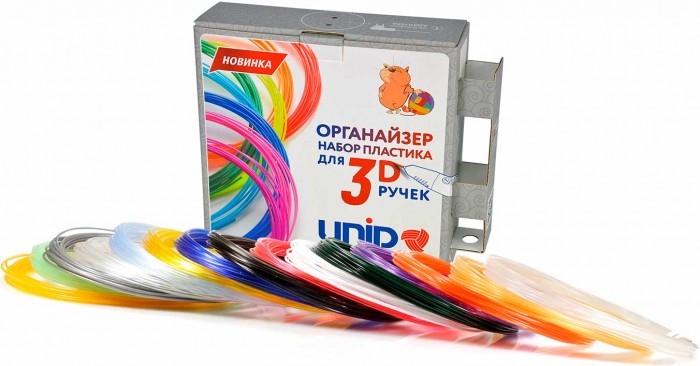Unid Комплект пластика PRO для 3Д ручек (15 цветов в органайзере)