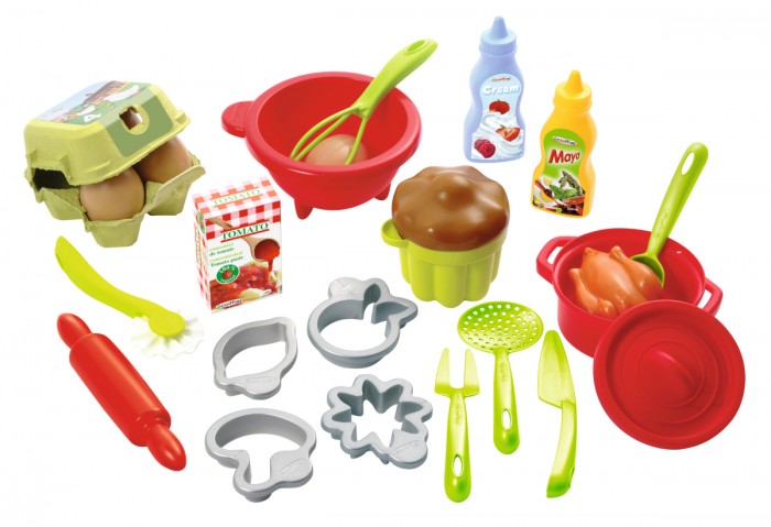 фото Ecoiffier набор посуды с продуктами