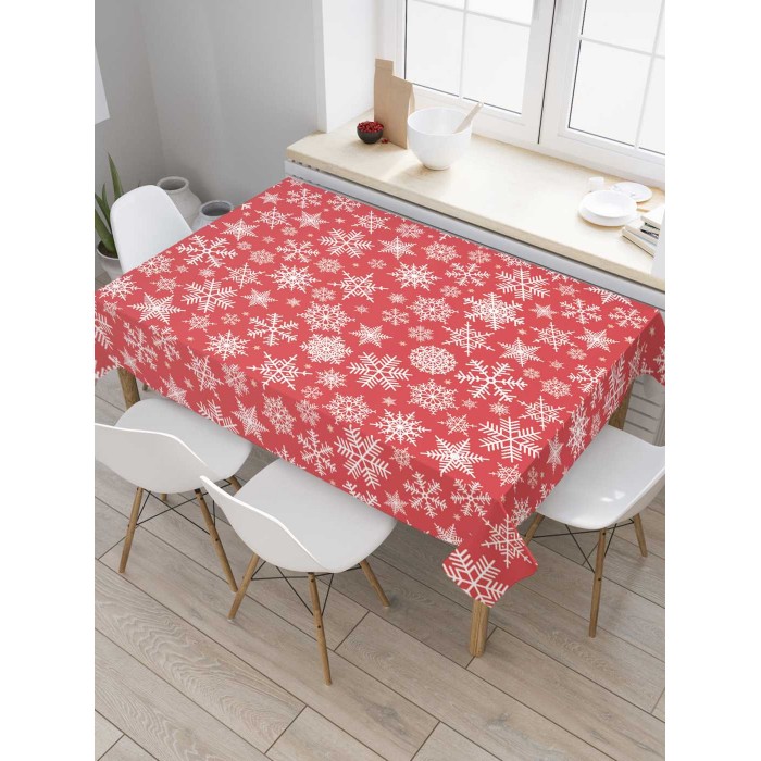 

JoyArty Скатерть прямоугольная Рождественские снежинки 145x120 см, Скатерть прямоугольная Рождественские снежинки 145x120 см