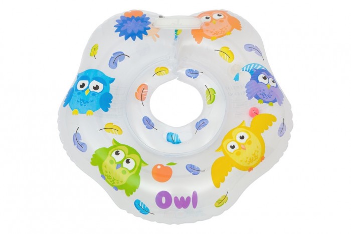 Круг для купания ROXY-KIDS надувной на шею для купания и плавания малышей. Одна камера с погремушкой