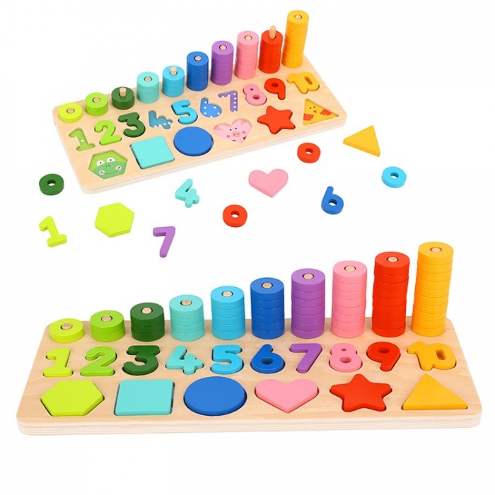 Деревянные игрушки Tooky Toy Игра Учим цвета, счет и формы деревянные игрушки tooky toy пирамидка формы