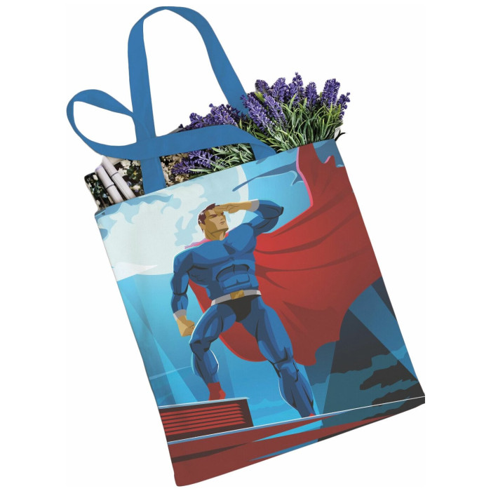 JoyArty Сумка шоппер Супермен в прожекторах ткань под лен 35x37x7 см joyarty сумка шоппер собаки в космосе ткань под лен 35x37x7 см