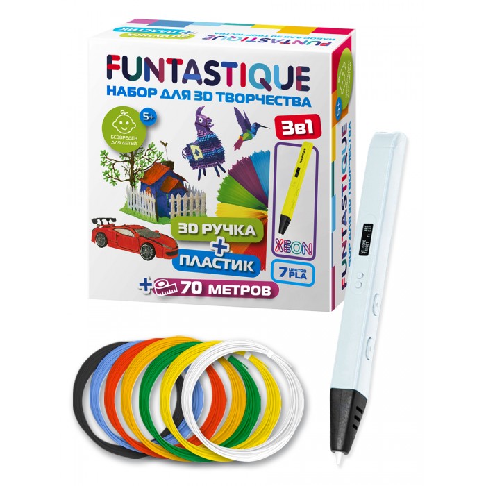 фото Funtastique набор: 3d-ручка xeon и pla-пластик 7 цветов