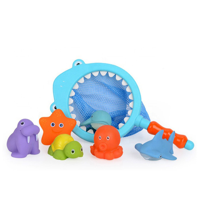 ROXY-KIDS Набор игрушек для ванны с сачком Морские животные 7 шт RRT-812 - фото 1