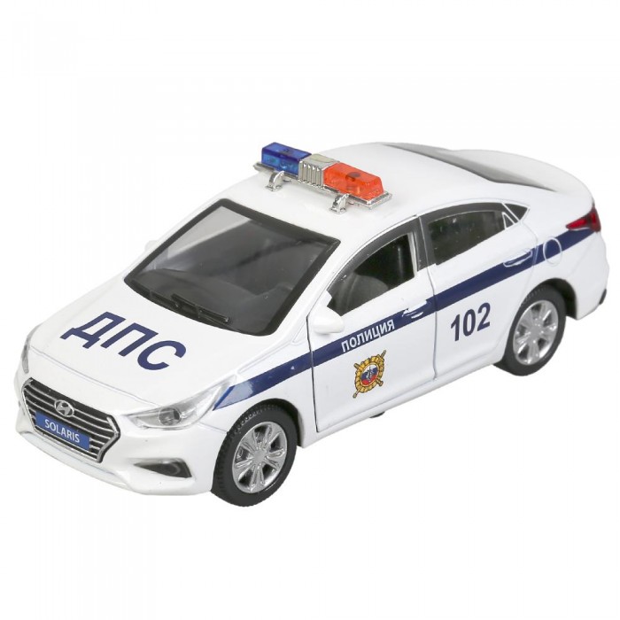 Машины Технопарк Машина металлическая Hyundai Solaris Полиция 12 см
