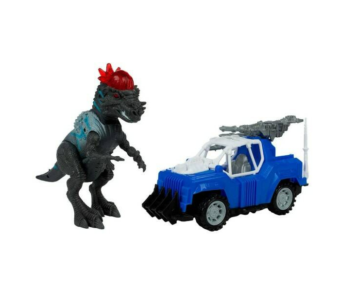 цена Игровые фигурки KiddiePlay Фигурка динозавра Пахицелафозавр с синим джипом