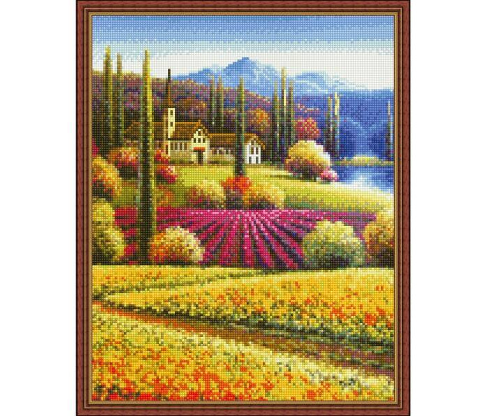 Molly Алмазная мозаика с нанесенной рамкой Тосканские домики 34 цвета 40х50 см