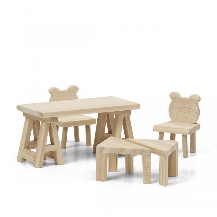 Кукольные домики и мебель Lundby Набор деревянной мебели для домика Сделай сам Стол и стулья набор сделай сам для детей