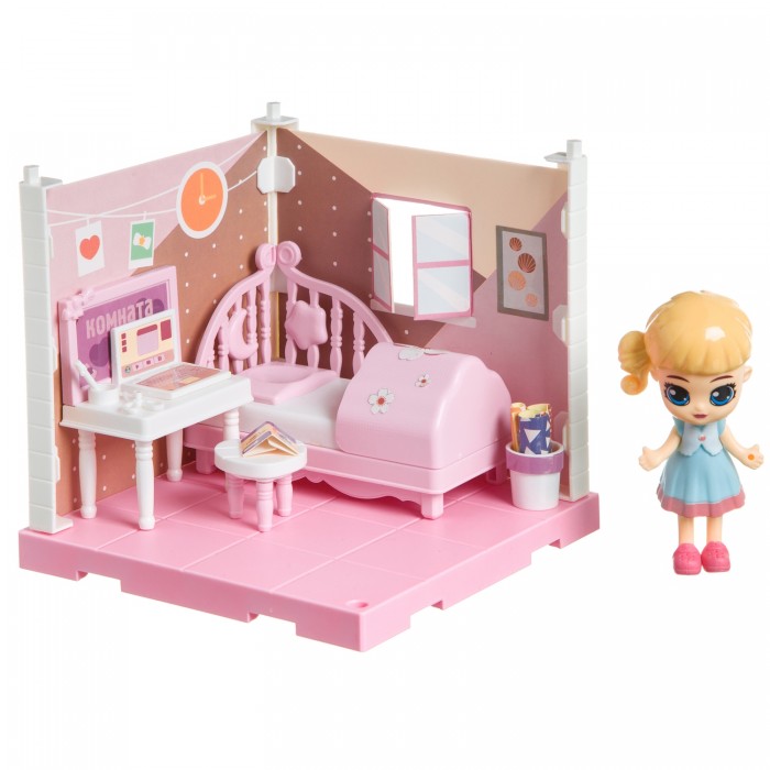цена Кукольные домики и мебель Bondibon Игровой набор Мебель Кукольный уголок Спальня и куколка Oly