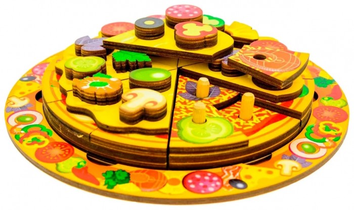 Деревянные игрушки Нескучные Игры Пицца 5 слоев (54 элемента )