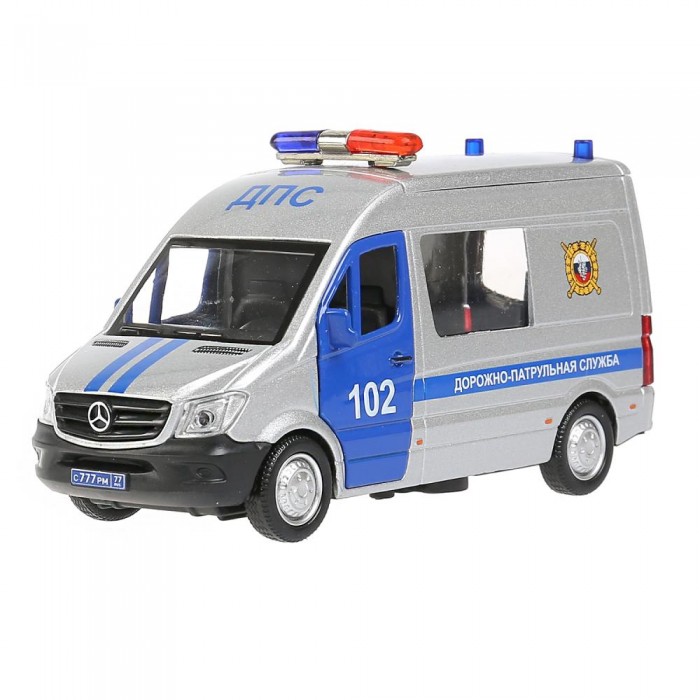 Технопарк Машина металлическая Mercedes-Benz Sprinter Полиция 14 см полицейская машина siku mercedes benz sprinter polizei 2301 масштаб 1 50