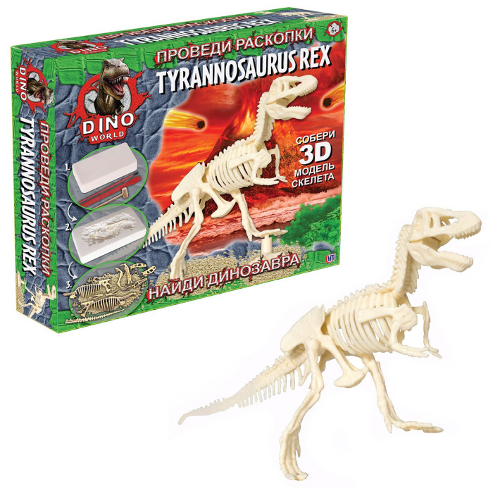 HTI Набор Dino World Проведи раскопки Т-Рекс детское время фигурка тираннозавр рекс с подвижной челюстью m5011c