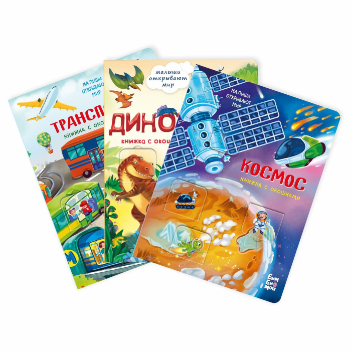 BimBiMon Книжки с окошками Набор для маленьких эрудитов Для мальчиков (3 книги)