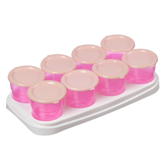  Uviton Набор контейнеров для хранения детского питания с подставкой 8 шт. - Розовый